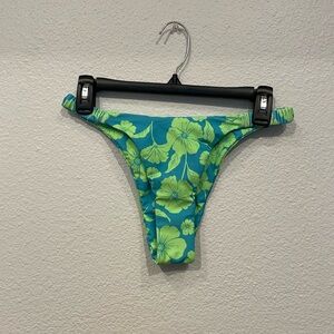 Blue and Green Hawaiian Floral Cheeky Bikini Bottom